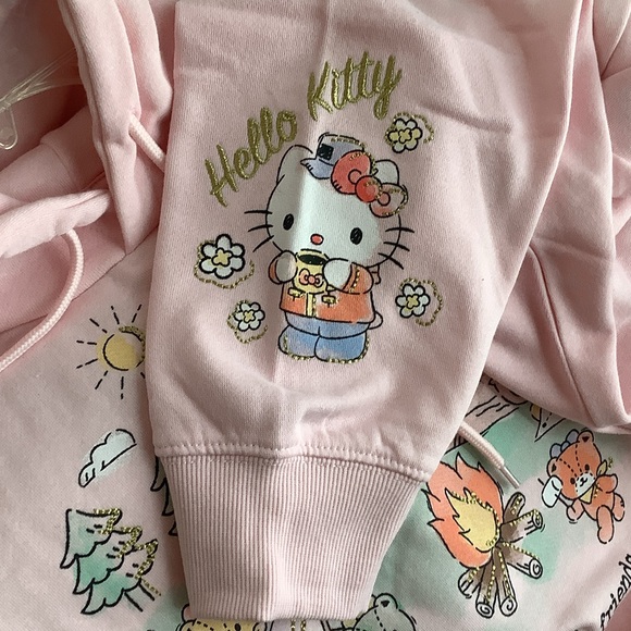 Hello Kitty Pastel Pink Hoodie with Camping Print - Picture 4 of 7